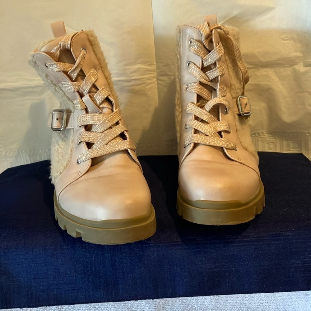 DV Dolce Vita Dafine Lt. Pink Girls Sz 5 Lace-up w/Zipper on side Ankle Boots